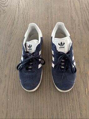 adidas Gazelle Navy Suede Sneakers with White Three Stripes
